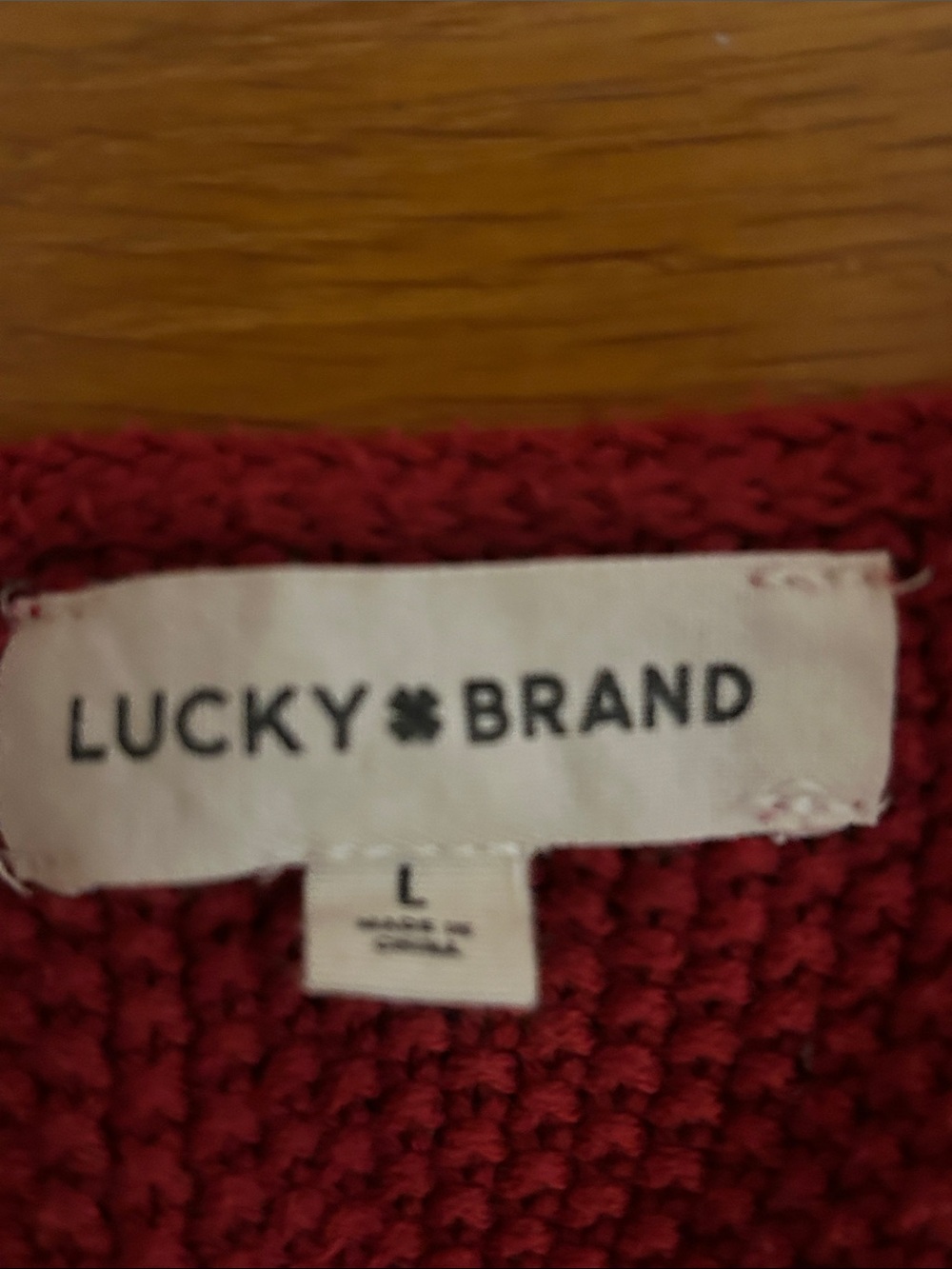 Lucky Brand Women's Crimson V-Neck Knit Sweater cotton & acrylic blend size L - Picture 6 of 10